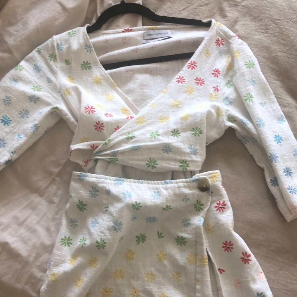 Skort romper with rainbow flowers